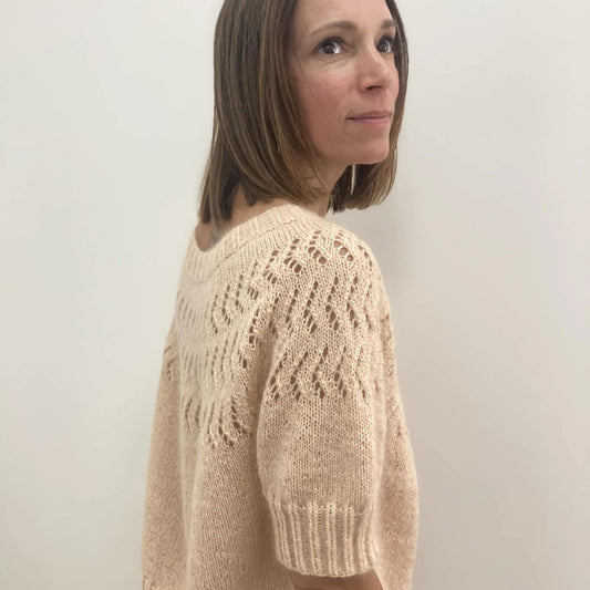 Kit tricot pull Ainara – Patron pull mohair, soie et mérinos femme – Niveau intermédiaire