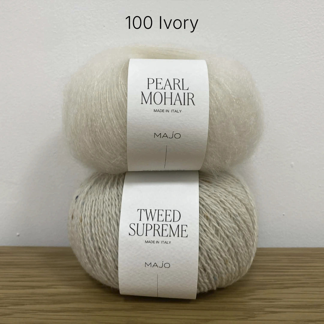 Kit tricot pull Ainara – Patron pull mohair, soie et mérinos femme – Niveau intermédiaire